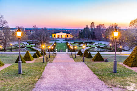 Sunset view of Palace at the botanical garden in Uppsala, Swedenのeditorial素材