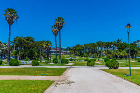 View of garden and casino of Estoril, Portugalの写真素材