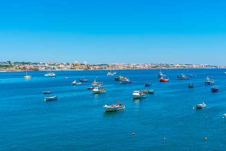 View of marina in Cascais, Portugalの写真素材