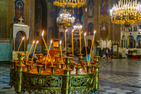 SOFIA, BULGARIA, SEPTEMBER 2, 2018: Interior of the Cathedral of Saint Alexander Nevski in Sofia, Bulgariaの写真素材