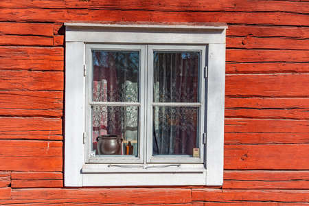 OREBRO, SWEDEN, APRIL 19, 2019: Window in Wadkoping historical quarter of Orebro, Swedenの写真素材