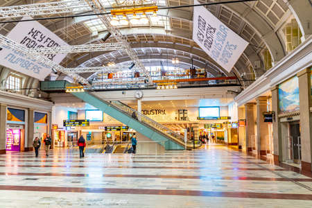 STOCKHOLM, SWEDEN, APRIL 22, 2019: Interior of the central train station in Stockholm, Sweden