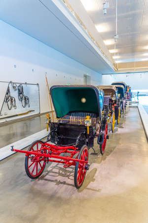 LISBON, PORTUGAL, MAY 29, 2019: Interior of the national museum of coaches in Belem, Lisbon,...