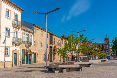 VILA REAL, PORTUGAL, MAY 25, 2019: View of the main square in Vila Real in Portugal