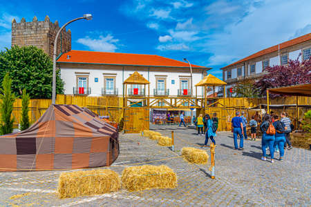 BRAGA, PORTUGAL, MAY 23, 2019: Reconstruction of roman military camp during Braga Romana festival in...