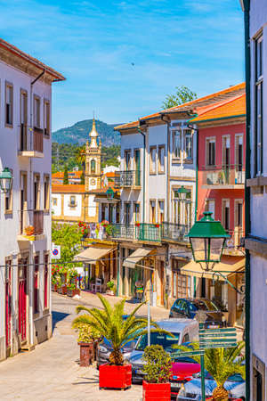 PONTE DE LIMA, PORTUGAL, MAY 24, 2019: View of a pedestrian street in the center of Ponte de Lima in Portugalのeditorial素材