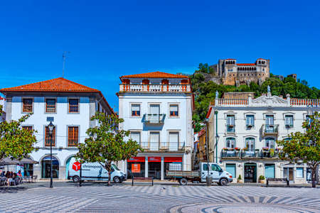 LEIRIA, PORTUGAL, MAY 27, 2019: People are strolling through square of francisco rodrigues lobo in Leiria, Portugalのeditorial素材