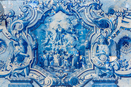 LAMEGO, PORTUGAL, MAY 26, 2019: Azulejo mosaic at staircase leading to the church of our lady of remedies in Lamego, Portugalのeditorial素材