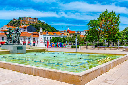 LEIRIA, PORTUGAL, MAY 27, 2019: Monte Luminosa fountain in Leiria, Portugalのeditorial素材