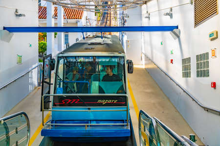 NAZARE, PORTUGAL, MAY 28, 2019: View of a funicular in Nazare, Portugalのeditorial素材