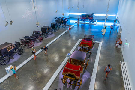 LISBON, PORTUGAL, MAY 29, 2019: Interior of the national museum of coaches in Belem, Lisbon, Portugalのeditorial素材