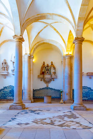 ALCOBACA, PORTUGAL, MAY 28, 2019: Azulejo tiles inside of the Alcobaca monastery in Portugalのeditorial素材