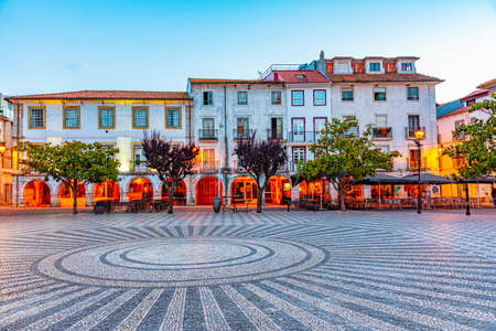 LEIRIA, PORTUGAL, MAY 27, 2019: People are strolling through square of francisco rodrigues lobo in Leiria, Portugalのeditorial素材