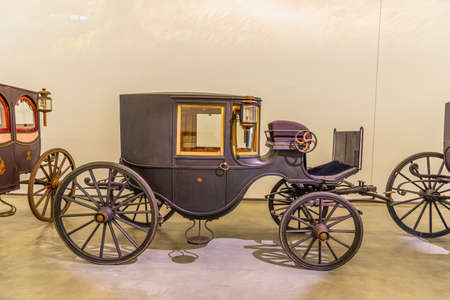 LISBON, PORTUGAL, MAY 29, 2019: Interior of the national museum of coaches in Belem, Lisbon, Portugalのeditorial素材