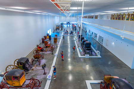 LISBON, PORTUGAL, MAY 29, 2019: Interior of the national museum of coaches in Belem, Lisbon, Portugalのeditorial素材