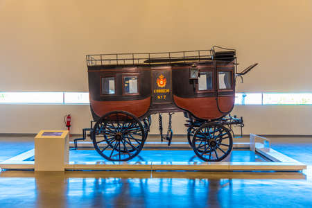 LISBON, PORTUGAL, MAY 29, 2019: Interior of the national museum of coaches in Belem, Lisbon, Portugalのeditorial素材