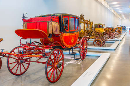 LISBON, PORTUGAL, MAY 29, 2019: Interior of the national museum of coaches in Belem, Lisbon, Portugalのeditorial素材