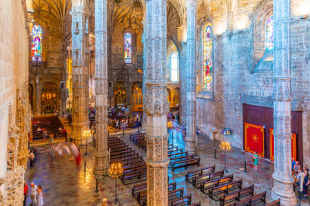 LISBON, PORTUGAL, MAY 29, 2019: Interior of church of Santa Maria of Belem, Lisbon, Portugalのeditorial素材
