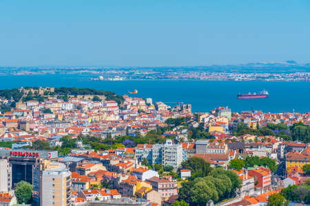 LISBON, PORTUGAL, JUNE 1, 2019: Aerial view of Lisbon from Amoreiras viewpoint, Portugalのeditorial素材