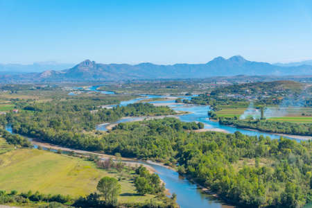 Meanders of Drin river in Albania