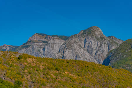 Accursed mountains viewed from Koman lake in Albania