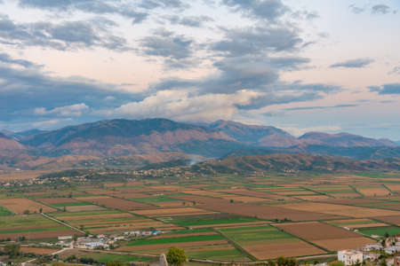 Mountain range near Sarande, Albaniaの写真素材