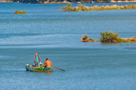 Fishermen at Butrint National Park in Albaniaの写真素材