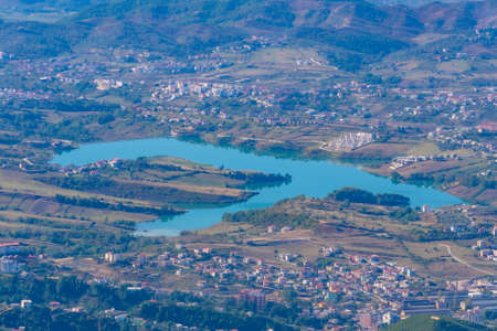 Aerial view of Farka lake in Albania
