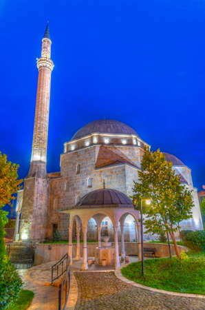 Night view of Sinan Pasha mosque in Prizren, Kosovoのeditorial素材