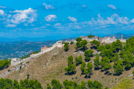 Aerial view of Berat castle in Albaniaのeditorial素材