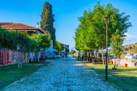 Narrow street inside of the Berat castle in Albania