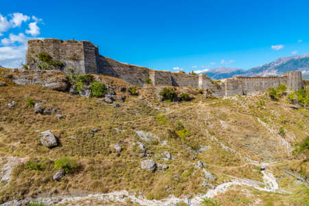 Aerial view of Gjirokaster castle in Albania