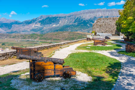 Cannon at Gjirokaster castle in Albaniaのeditorial素材
