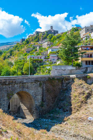 View of castle in Gjirokaster, Albaniaのeditorial素材