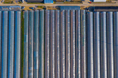 Aerial view of greenhouses in Buyeo, Republic of Koreaの写真素材