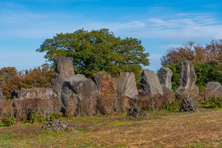 Stone statues at Jeju stone park, Republic of Korea