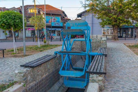 PEJA, KOSOVO, SEPTEMBER 18, 2019: Water wheel in the center of Peja, Kosovoのeditorial素材