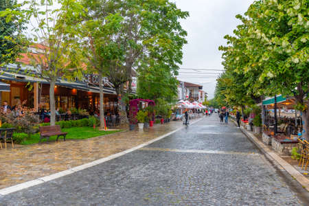 PRIZREN, KOSOVO, SEPTEMBER 19, 2019: People are strolling through center of Prizren, Kosovo