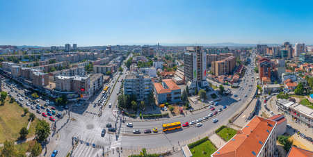 PRISHTINA, KOSOVO, SEPTEMBER 16, 2019: Aerial view of Bill Clinton boulevard in Prishtina, Kosovoのeditorial素材
