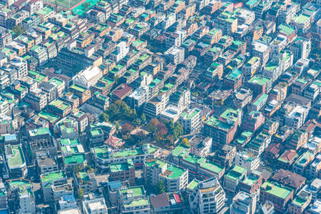 Skyline of residential buildings at Jamsil and Sincheondong districts in Seoul, Republic of Koreaの写真素材