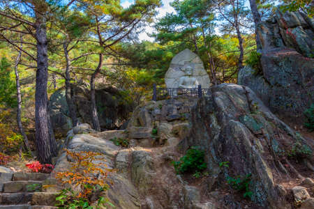 Buddha statue at Namsan national park in Republic of Koreaの写真素材