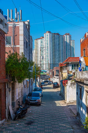 Narrow street in the center of Daegu, Republic of Koreaの写真素材