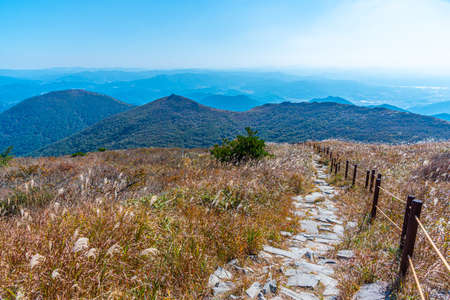 Hiking path leading to the top of Mudeungsan mountain near Gwangju, Republic of Korea