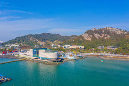 Aerial view of National Maritime museum in Mokpo, Republic of Korea