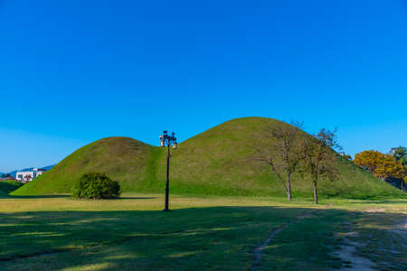 Burial tombs in center of Gyeongju, Republic of Koreaのeditorial素材