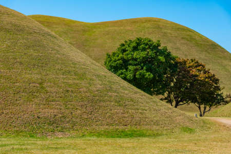 Tumuli park containing several royal tombs at Gyeongju, Republic of Korea