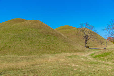Tumuli park containing several royal tombs at Gyeongju, Republic of Koreaのeditorial素材
