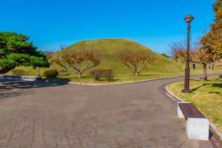 Tumuli park containing several royal tombs at Gyeongju, Republic of Koreaのeditorial素材