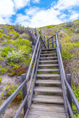 Wooden staircase leading to Cable beach at Torndirrup National Park, Australia