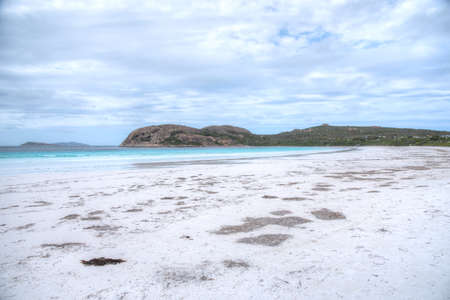Lucky bay near Esperance viewed during a cloudy day, Australiaの写真素材